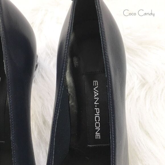 🔃Evan Picone Navy Blue Leather High Heel Pumps - Picture 7 of 8